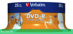 DVD-R диск Verbatim Wide Inkjet Printable ID Brand Spindle 25шт (43538)