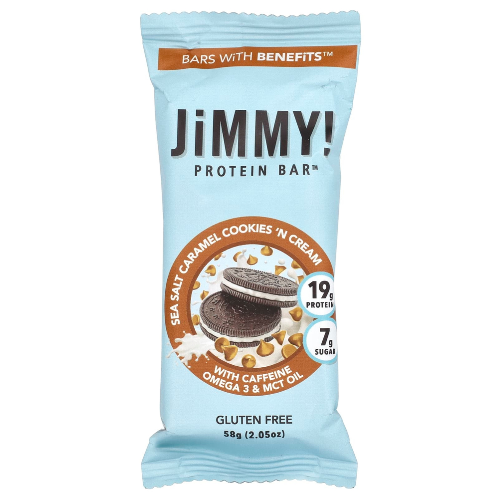 JiMMY!, Bars With Benefits, протеиновый батончик, крем с морской солью и карамелью, 12 батончиков, 58 г (2,05 унции)