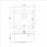 Мойка настол.монтаж 50х50 (3,0) вып 3 1/2  MIXLINE PRO с ФАСКОЙ 20см с сифоном (черный графит)