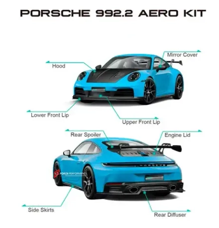 Аэродинамический обвес из карбона для Porsche 911 992.2 Carrera 2025+ Порше