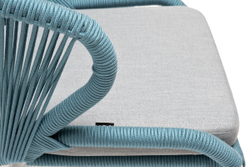 "Милан" стул плетеный из роупа, каркас алюминий белый муар, роуп бежевый круглый, ткань бежевая 15052