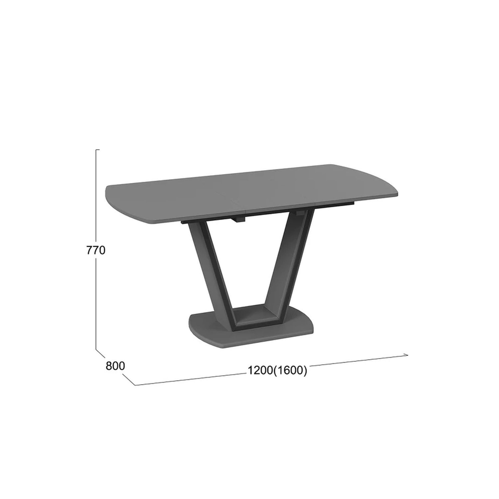 Стол кухонный обеденный раздвижной Серый Софт/Стекло Матовое Серое, Дели Тип 2, 120х80х77 см