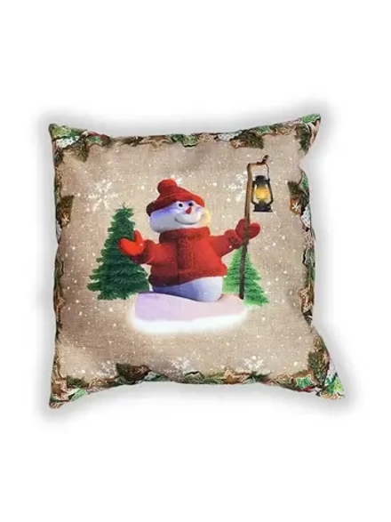 Подушка новогодняя "Снеговик" кедровая 40х40 см