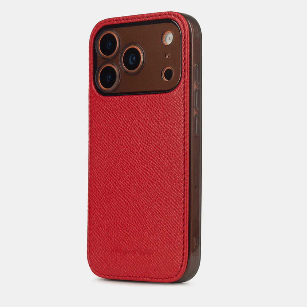 Чехол-накладка для iPhone 17 Pro из кожи сафьяно, красного цвета