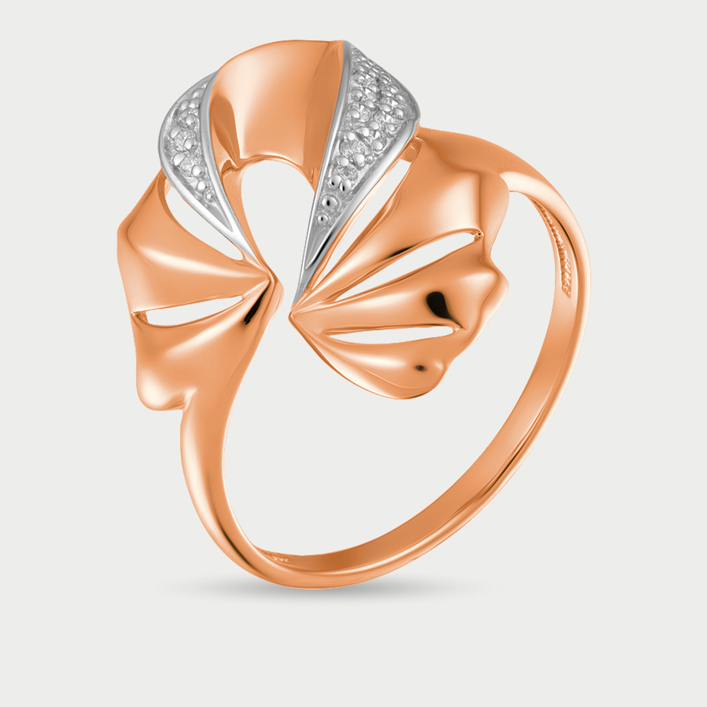 Женское кольцо из розового золота 585 пробы с фианитами (арт. 010451-1102)