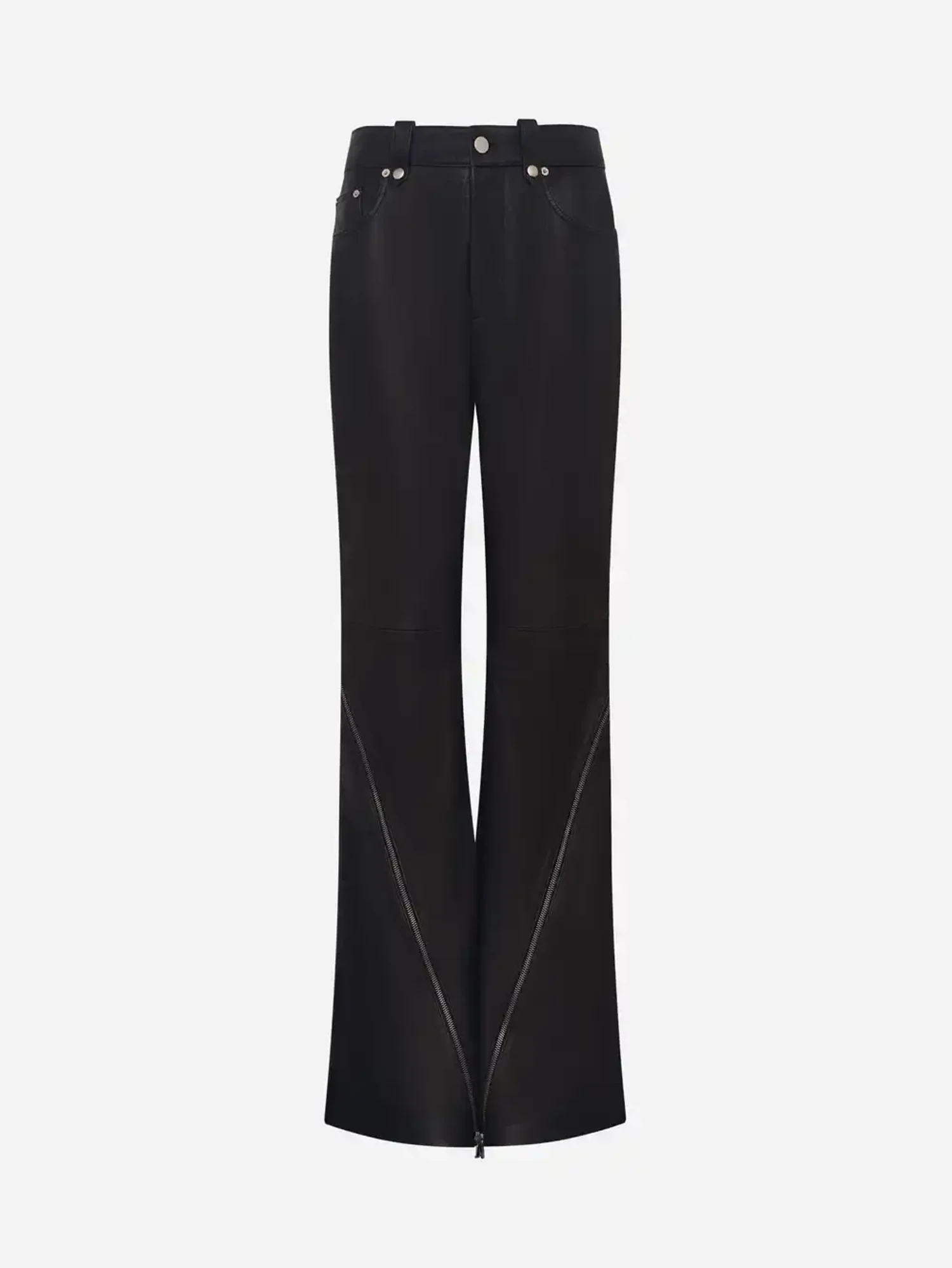 Брюки клеш из кожи наппа с молниями