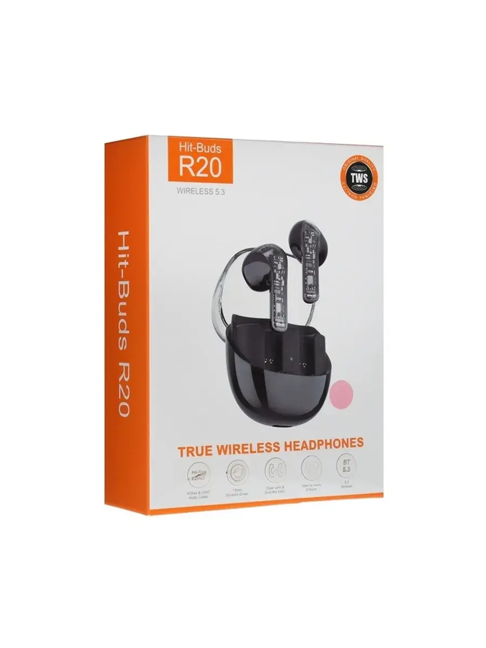 Наушники беспроводные R20, TWS, вкладыши, Bluetooth 5.3, 30/