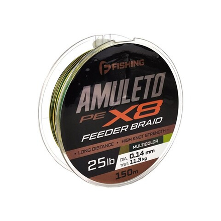 F-FISHING Шнур Amuleto Braid PE X8 Feeder 150м Multicolor 0,16мм 12,7кг/28lb