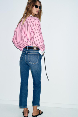 ZARA ДЖИНСЫ Z1975 MINI FLARE С ВЫСОКОЙ ПОСАДКОЙ, СИНИЙ