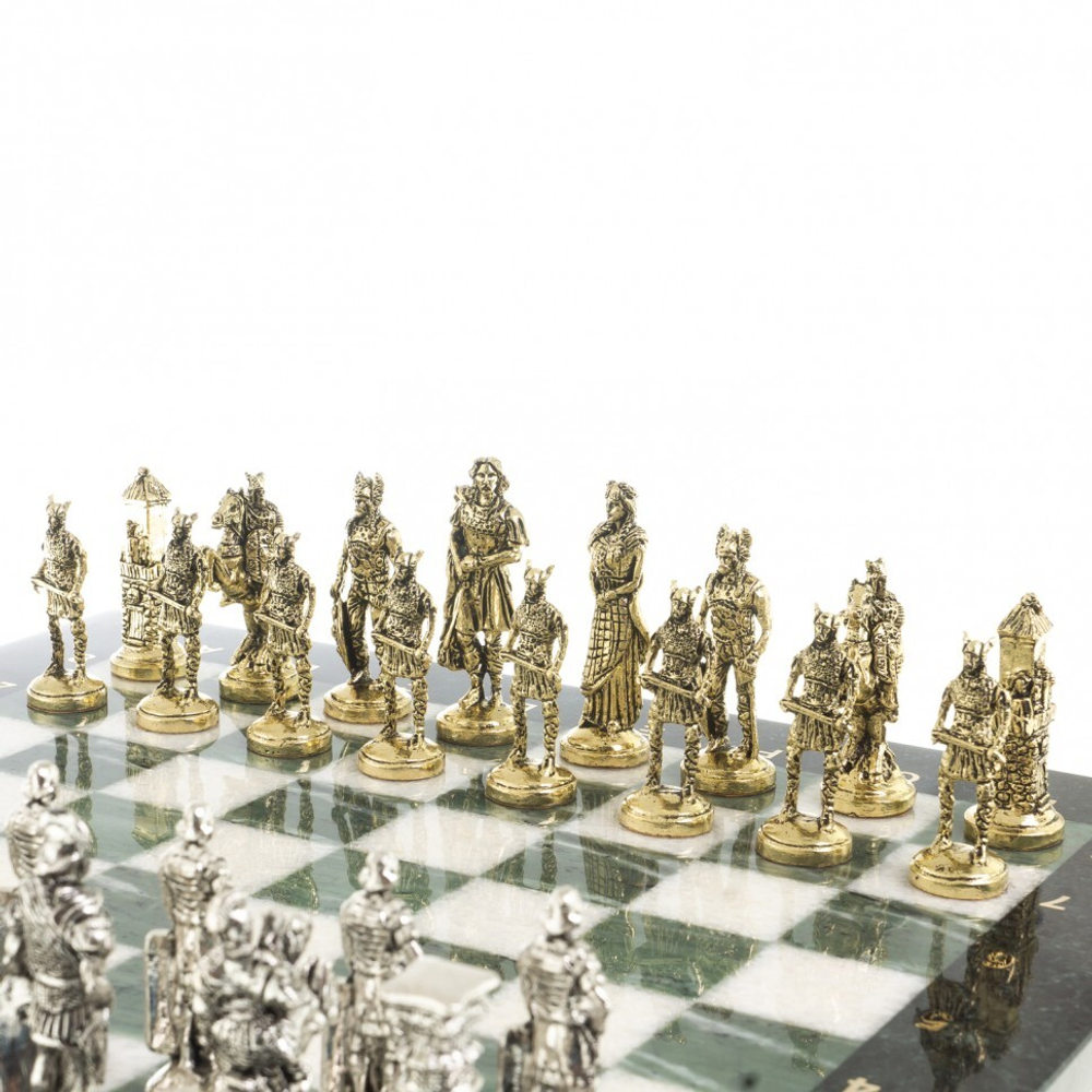 Шахматы "Галлы и Римляне" доска 40х40 см офиокальцит мрамор G 122640