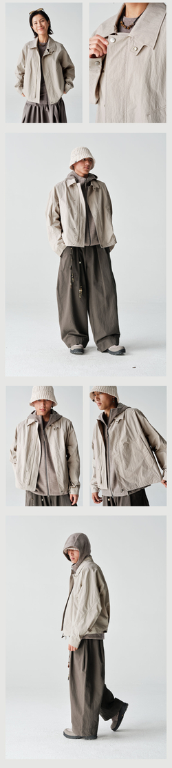 Куртка Nothomme Blue Spring Slightly Wrinkled Cotton-Nylon Blend Cargo Turn-Down Collar Jacket