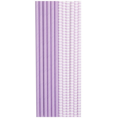 Трубочки для коктейлей бумажные в лавандовом цвете, пастель, 12 шт