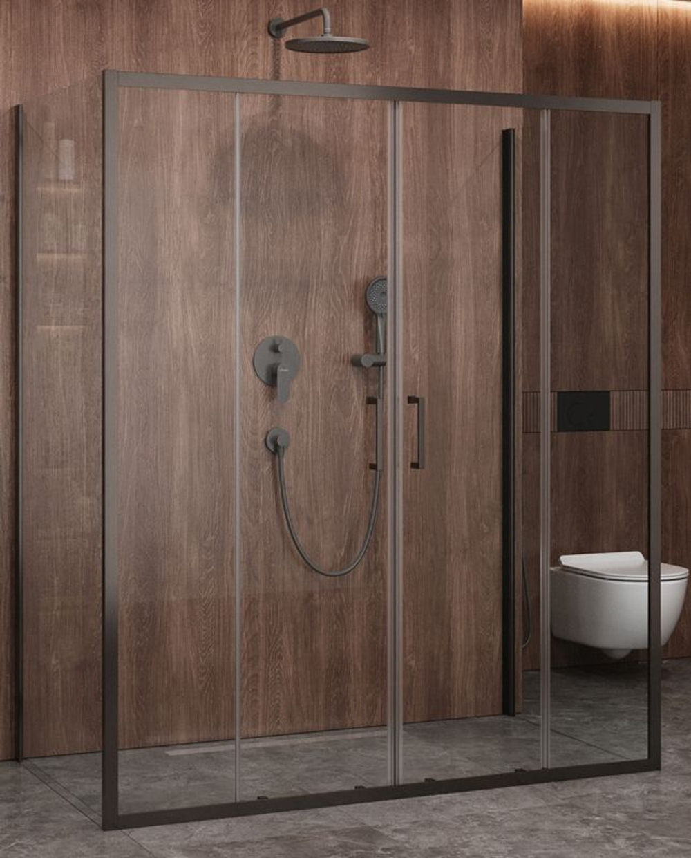 Душевой уголок Cezares MOLVENO-AH-2/2-170/90-C-GM-IV, 170х90х195, профиль оружейная сталь, прозрачное стекло