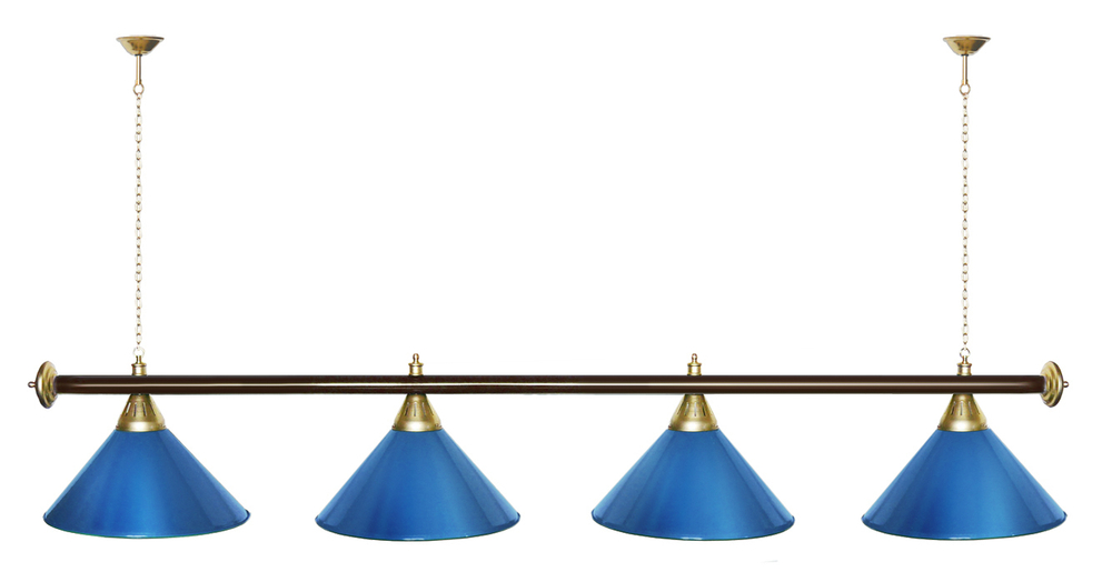 Лампа STARTBILLIARDS 4 пл. (плафоны зеленые,штанга зеленая,фурнитура золото)