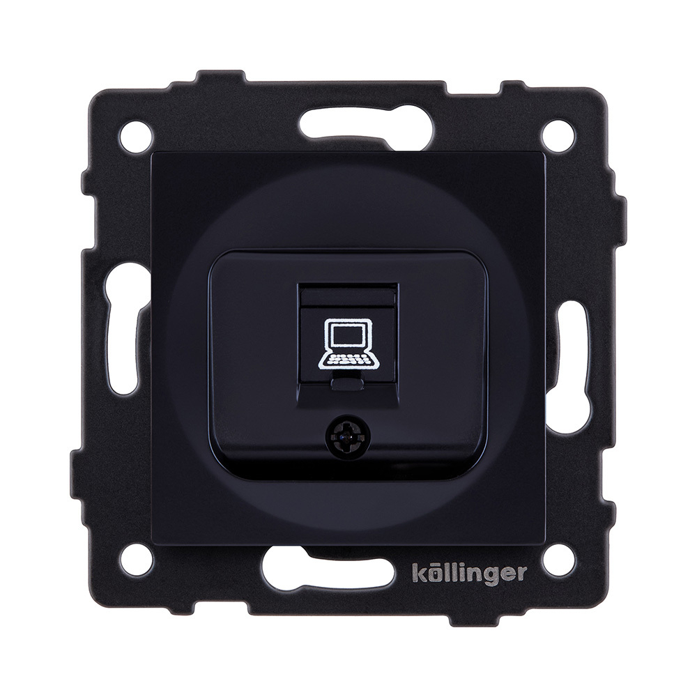 Розетка Ethernet RJ45 Cat.6, черный Kollinger REA-018BK для Aspekt, Eleganz, Reflex