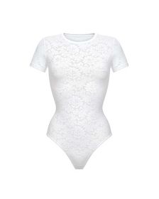 боди Openwork с коротким рукавом белое