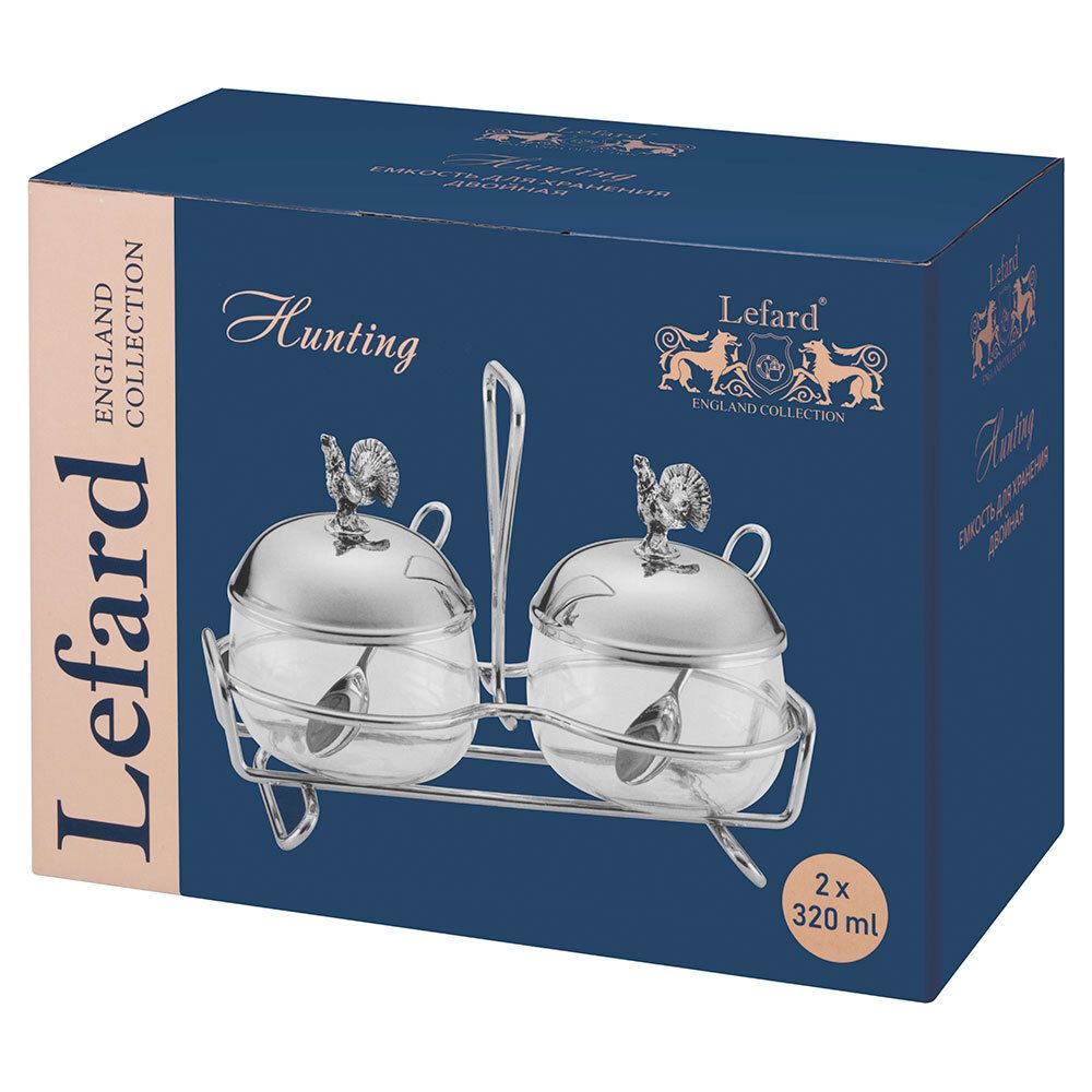 ЕМКОСТЬ ДЛЯ ХРАНЕНИЯ ДВОЙНАЯ LEFARD СЕРИЯ "ОХОТА" 320МЛ/320МЛ С ЛОЖКАМИ