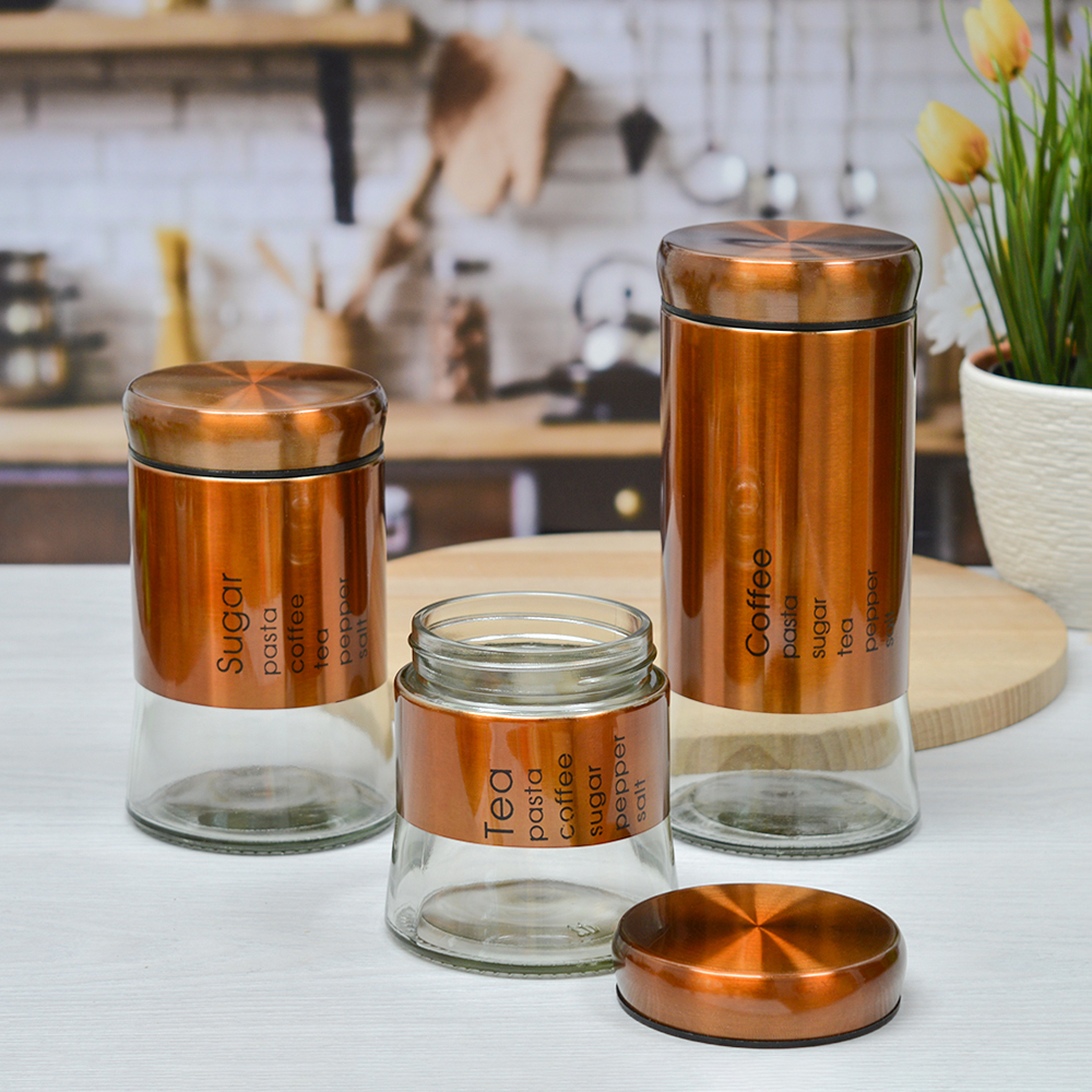 Набор банок для сыпучих продуктов 3шт (10,5*9;15*9; 20*9см), ST-1560