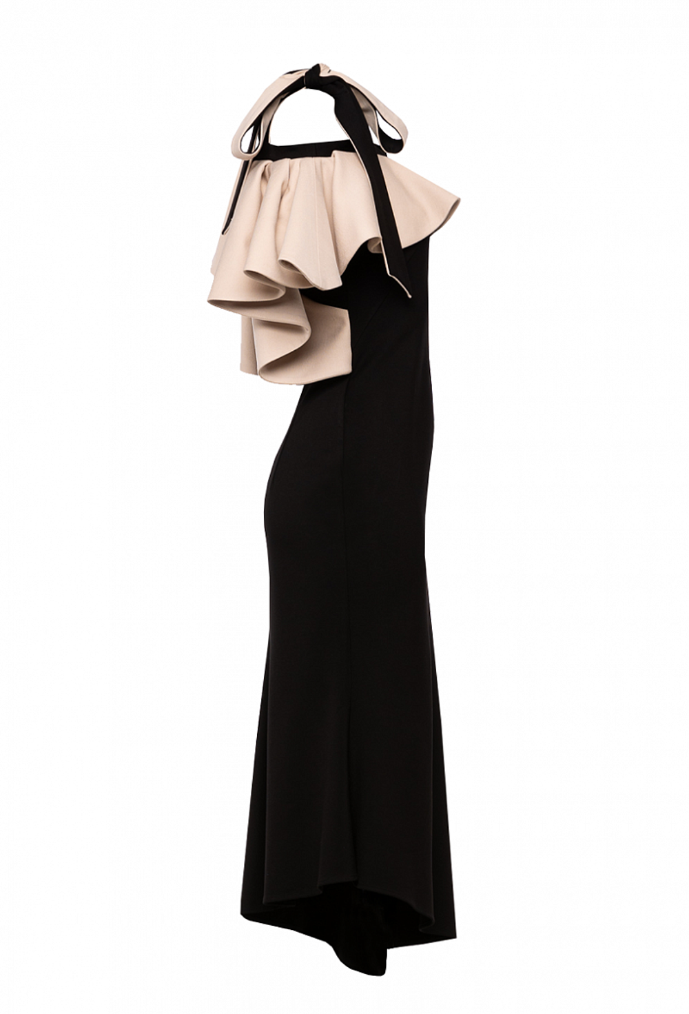 Платье чёрное трикотажное с воланом 04-01-21SS