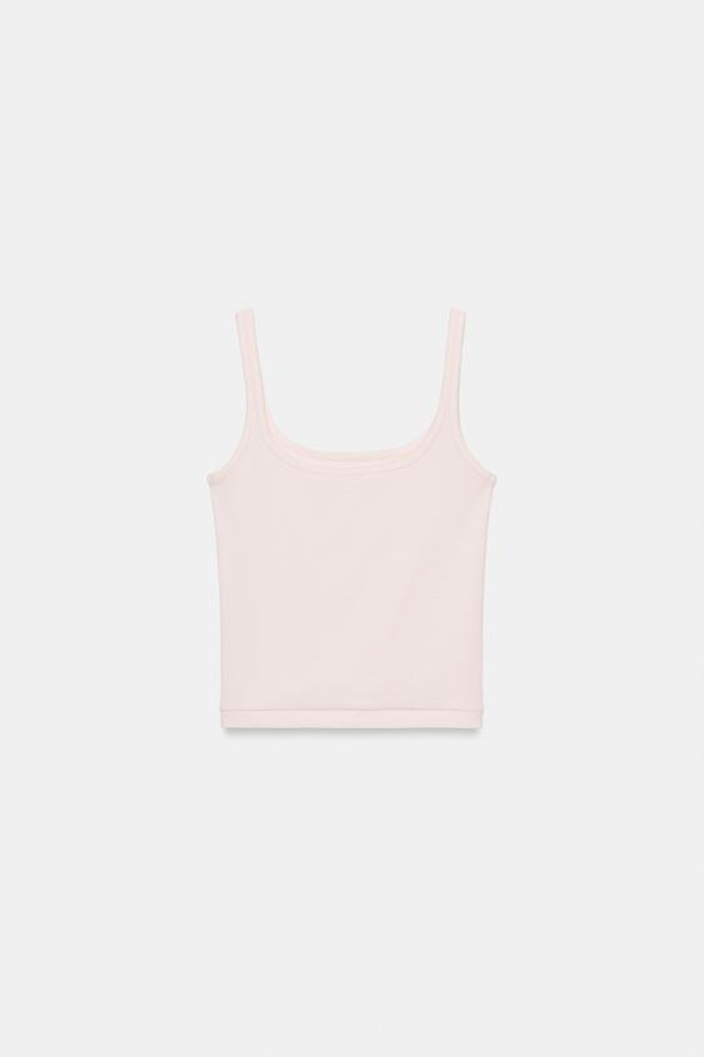 ZARA ТОП НА БРЕТЕЛЯХ ИЗ ХЛОПКА И МОДАЛА, ПАСТЕЛЬНО-РОЗОВЫЙ