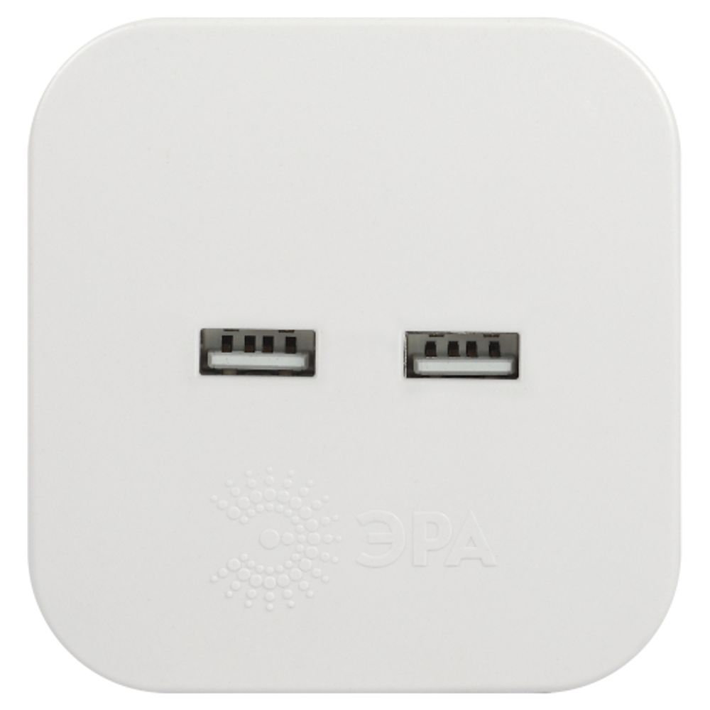 Разветвитель электрический ЭРА SP-4-USB-W на 4 розетки + 2xUSB 2400mA без заземления 10А белый | Электротовары