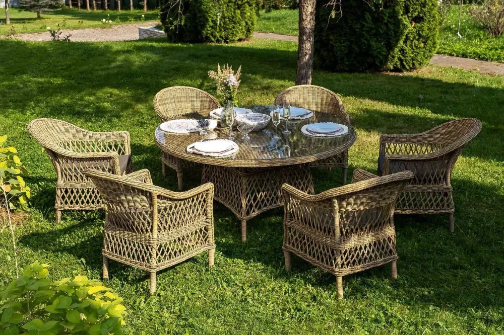 "Эспрессо-150 S" обеденная группа плетеная, цвет соломенный