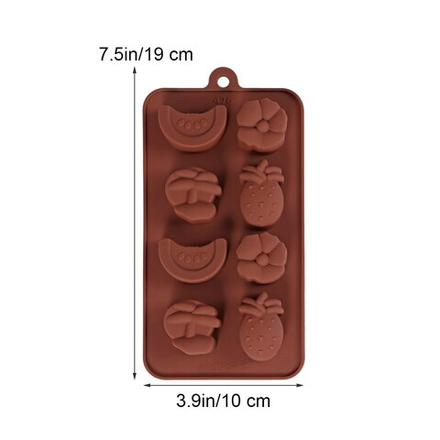 Форма для конфет Фрукты 8шт. коричневый силикон (Китай)