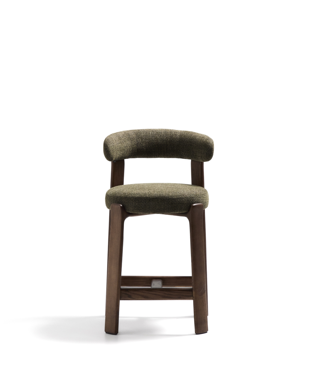 Полубарный стул Granite из зеленого шенилла и ясеня с отделкой орех 65 см