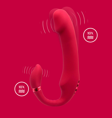 Вибратор c имитацией фингеринга и стимулятором клитора Woma Indira с нагревом, красный