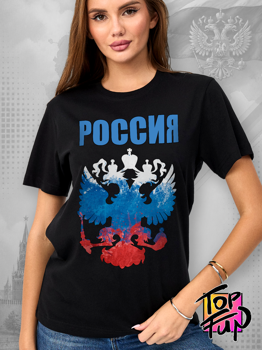 Футболка Россия герб триколор