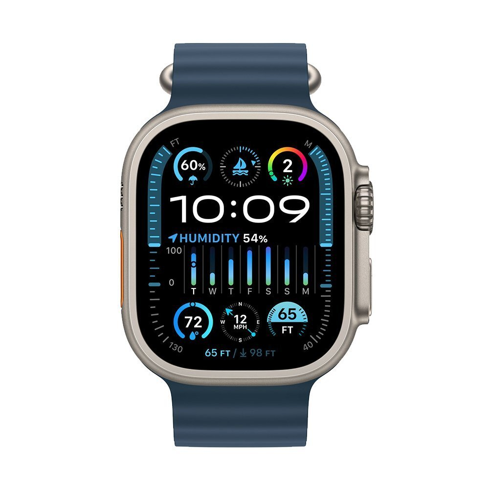 Apple Watch Ultra 2 49 mm Titanium Case Blue Ocean Band (One Size)