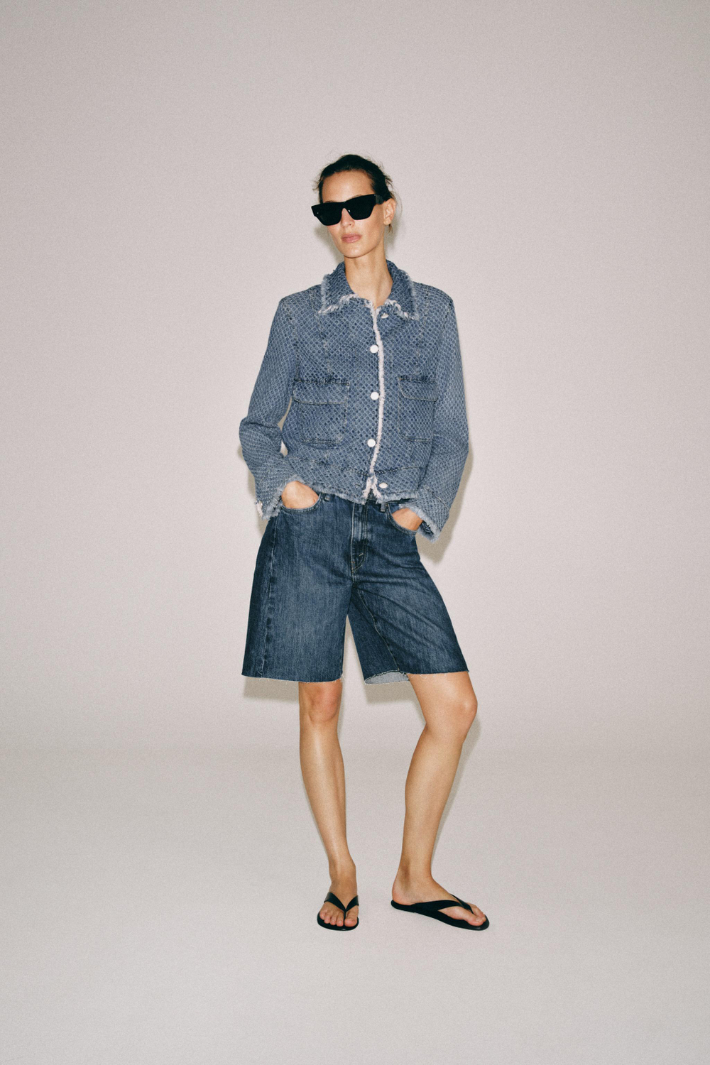 ZARA ДЖИНСОВАЯ КУРТКА — ZW COLLECTION, СИНИЙ