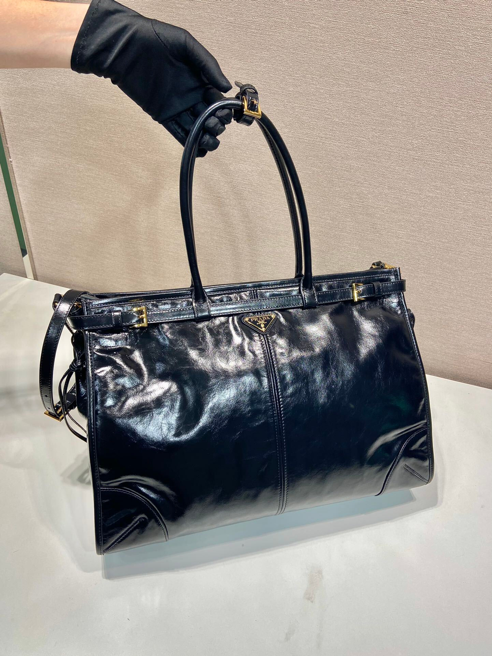 Prada Extra Large Leather Handbag 42 cm