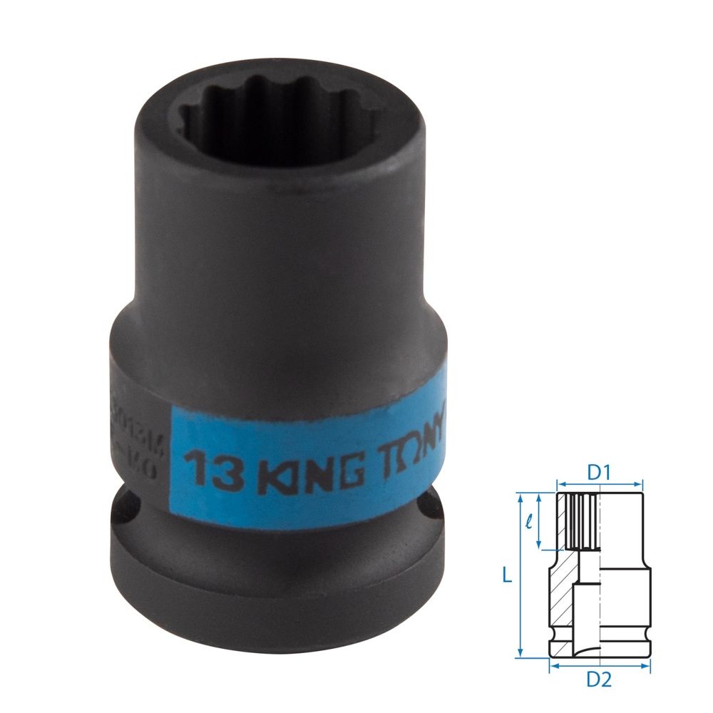 KING TONY (453013M) Головка торцевая ударная двенадцатигранная 1/2", 13 мм