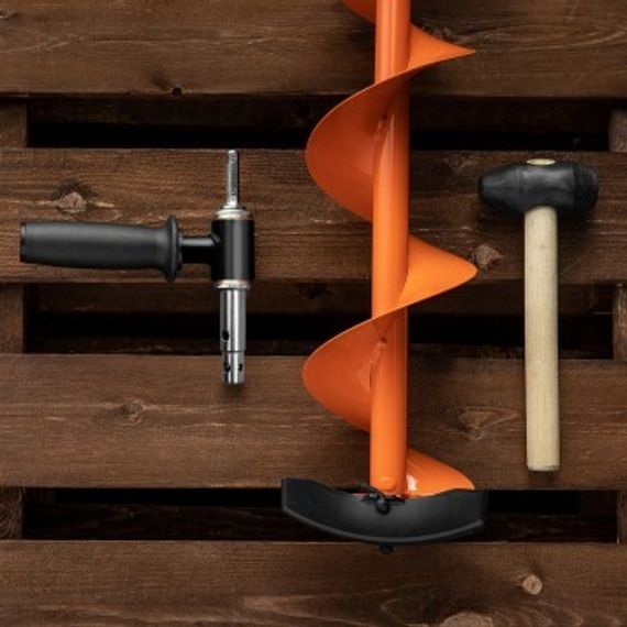 Комплект под шуруповерт, мотобур (шнек MOTOSHTORM 130(R)+адаптер АШ-02+молоточек) T-SMS130R-ASH02