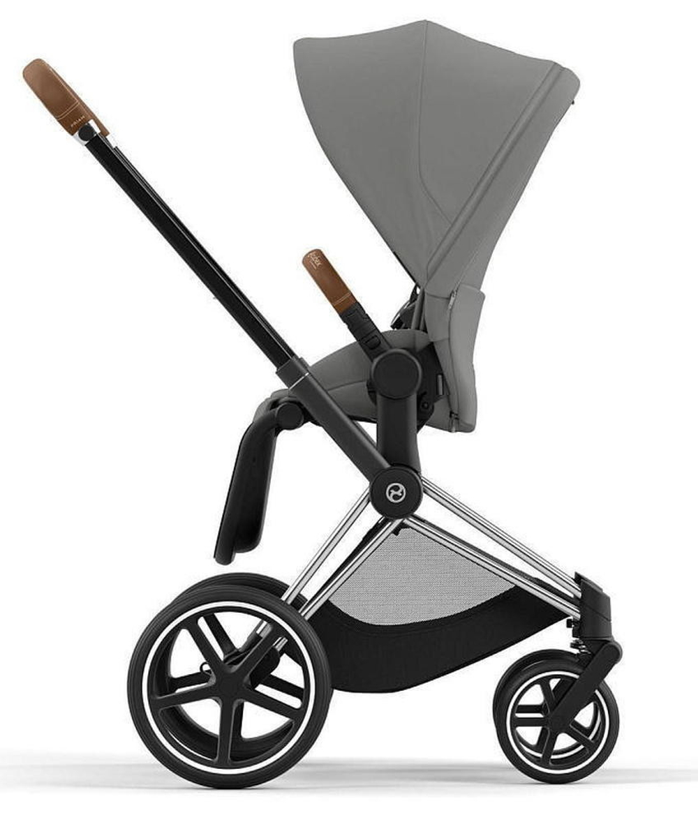 Коляска Cybex Priam IV Chrome Brown complete Aton S2 Hibiscus Red Base One 4 в 1 Mirage Grey