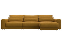 Диван угловой Лига-056 НПБ Лонг угол универсальный ВЕЛЮР BRUT 10 желтый