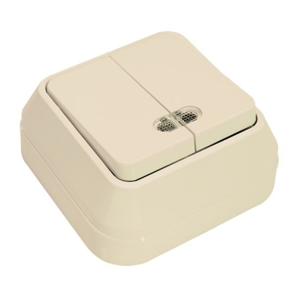 Выключатель 2-кл с подсветкой MAKEL 45123