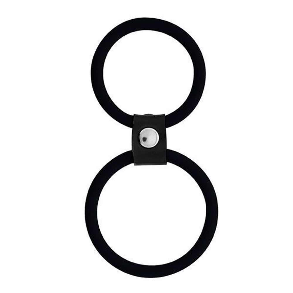 Чёрное двойное эрекционное кольцо Dual Rings Black (Цвет: черный)