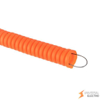 Труба гофр, ПНД тяжелая с протяжкой d16 мм (100 м) оранжевая EKF-Plast