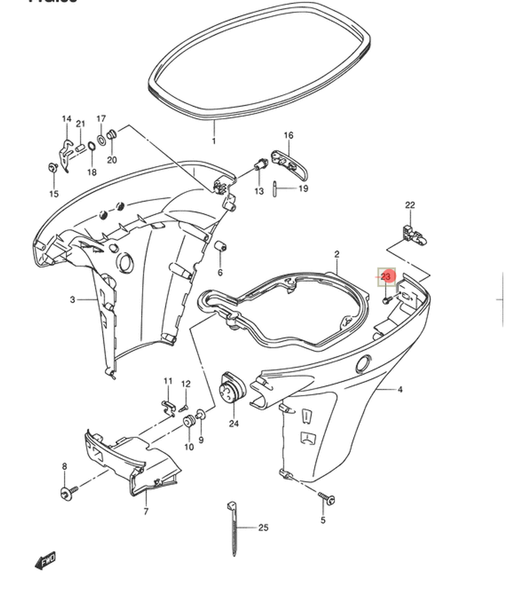 Болт фиксации крепления поддона Suzuki DF40-250 (01550-05107) (Suzuki)