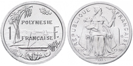 Французская Полинезия 1 франк, 1975-2020 UNC