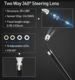 Эндоскоп/180 градусов/6.2мм+ЖК ДИСПЛЕЙ/ручной эндоскоп RalCam