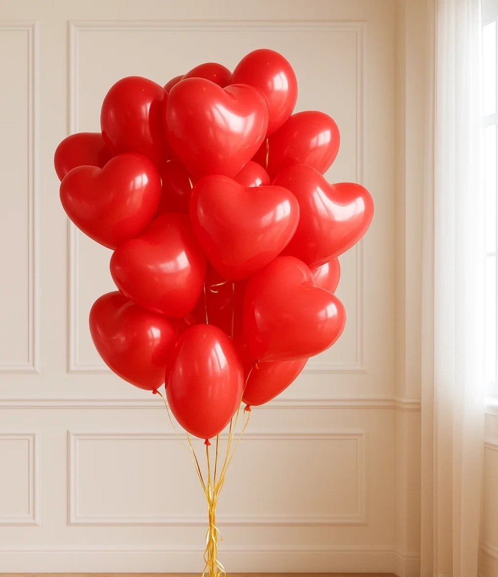 Сет латексных шаров «Красные сердца»
