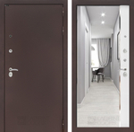 Дверь Входная Лабиринт CLASSIC антик медный С зеркалом Панорама Белый софт