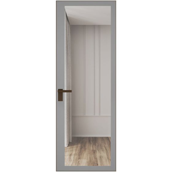 Алюминиевая дверь 2AGК кромка деорэ стекло планибель бесцветный прокрас серый