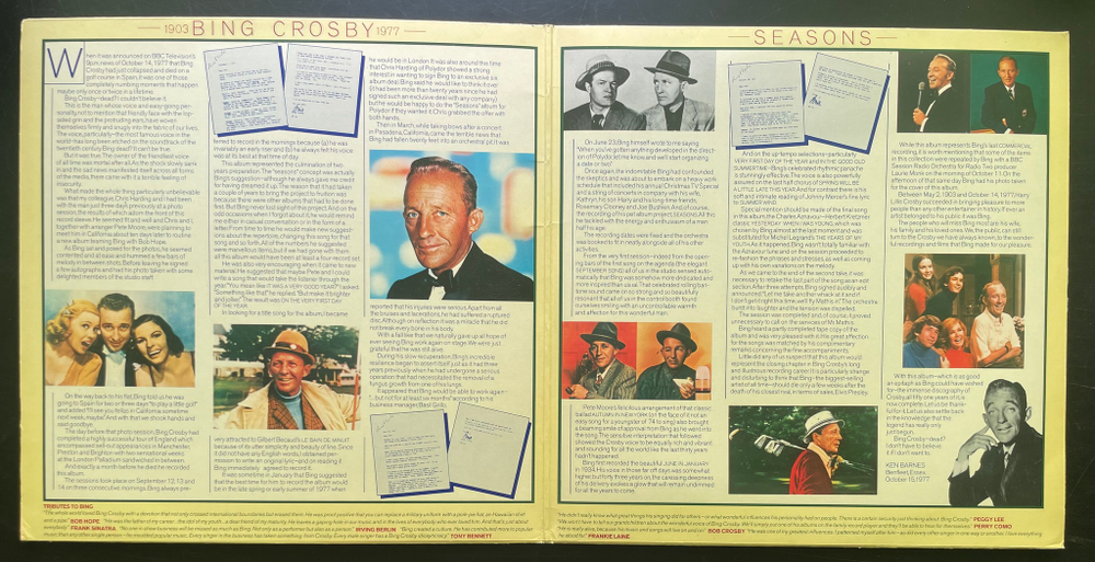 Bing Crosby ‎– Seasons (Англия 1977г.)