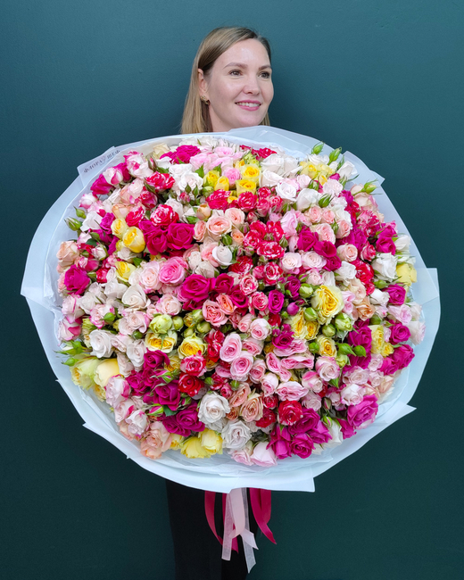 Кустовая роза микс,101шт(00210)