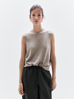 Massimo Dutti Укороченный жилет из смесовой шерсти с круглым вырезом, кротово-коричневый