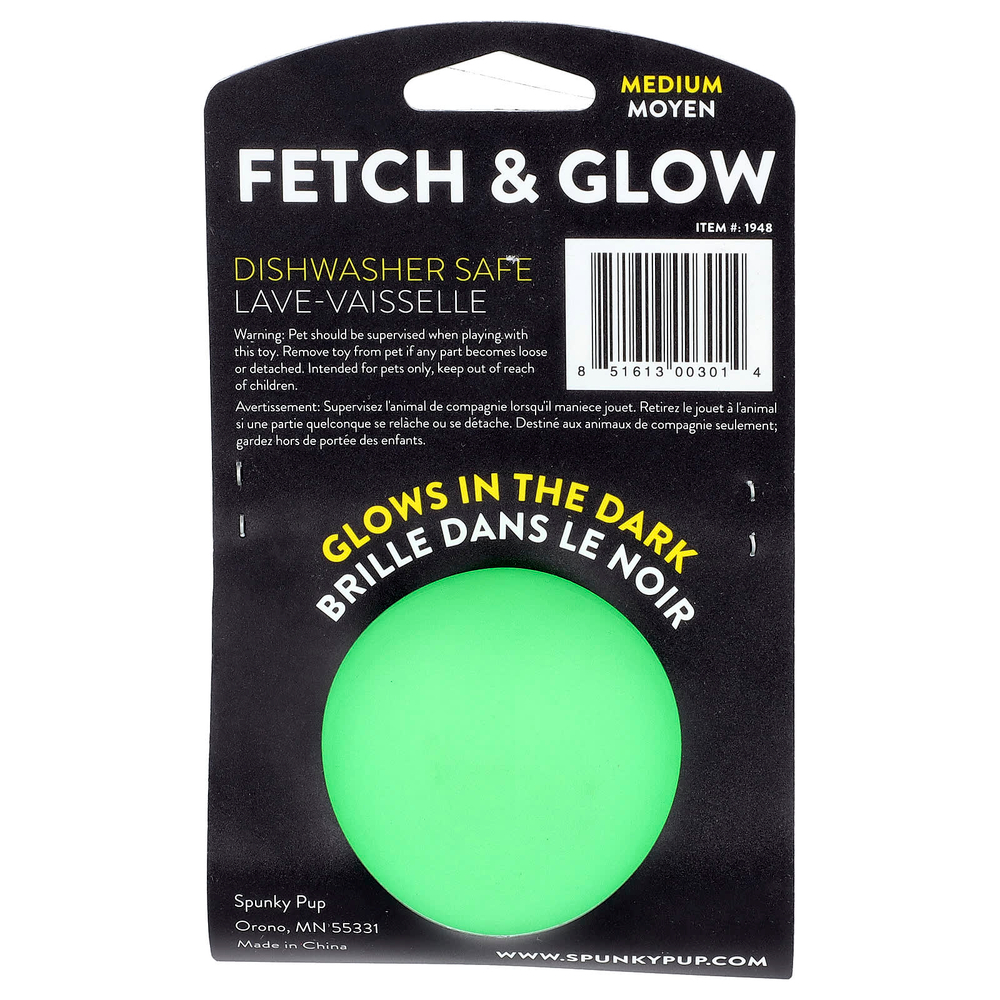 Spunky Pup, Fetch & Glow, шарик, средний, 1 шт.